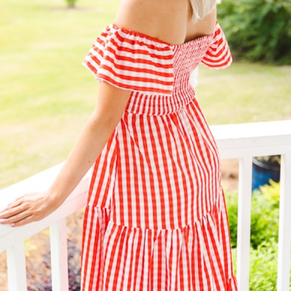 BUDDY LOVE Red Checkered Midi Dress - Picture 2 of 7